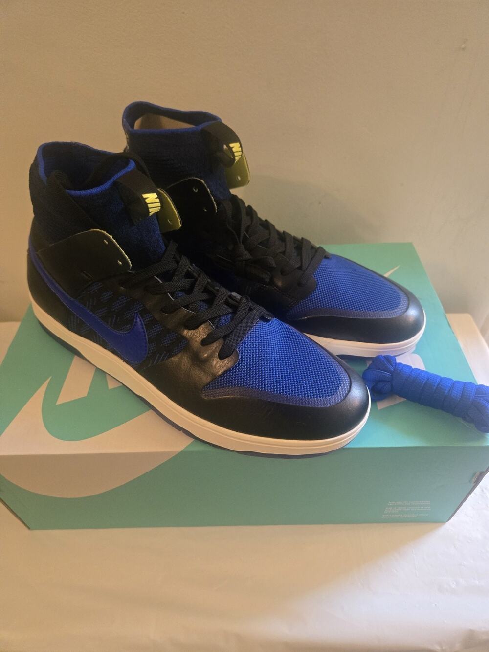 NIKE SB Zoom DUNK HIGH ELITE Mens 11 FLYKNIT TERPENING (BLACK/BLUE)